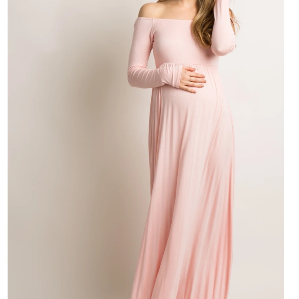 2 Pink blush cotton maternity maxi dresses- one navy one pink